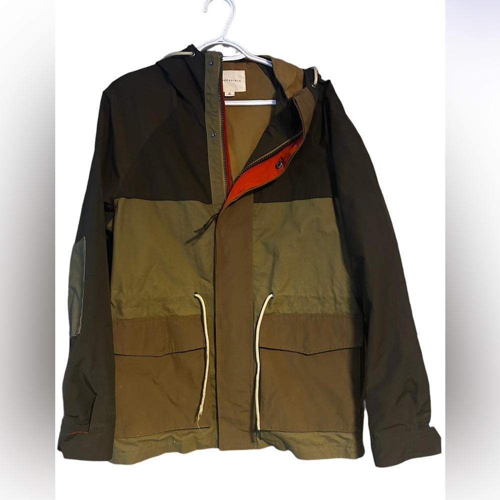 Men’s Aeropostale Olive Green Color Block Raincoat